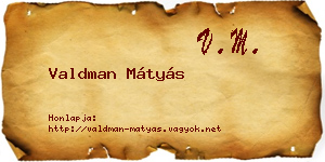 Valdman Mátyás névjegykártya